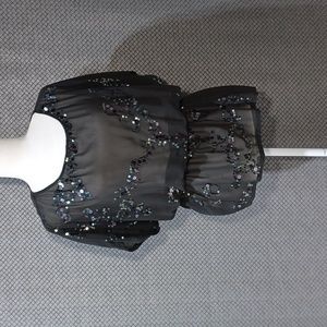 Forever21 Size S Sheer Sequin Black Top Blouse Shirt with Elastic Waist